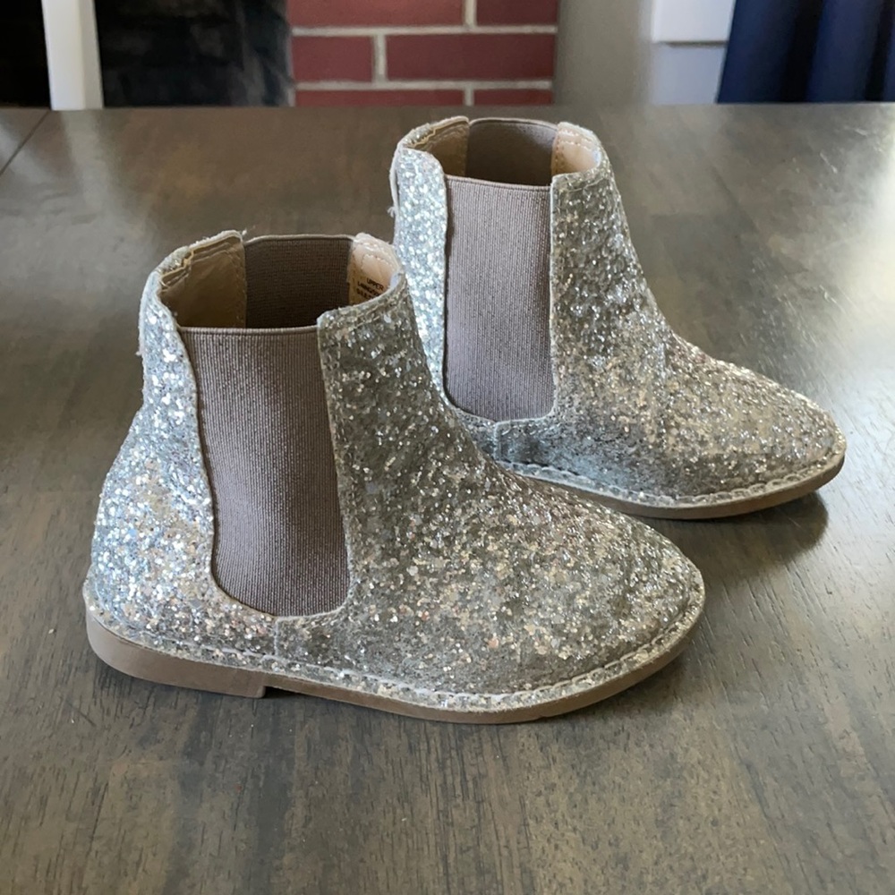 Silver JCrew sparkle booties